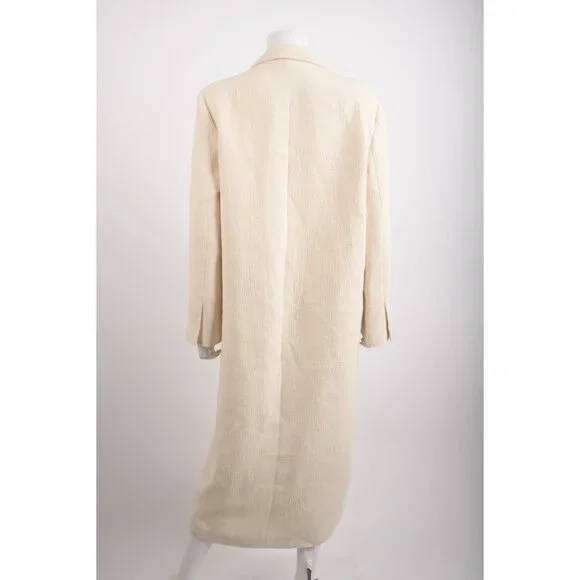 Zara Womans Long Wool Coat Size L Large Winter White Textured 8605/770 NWT